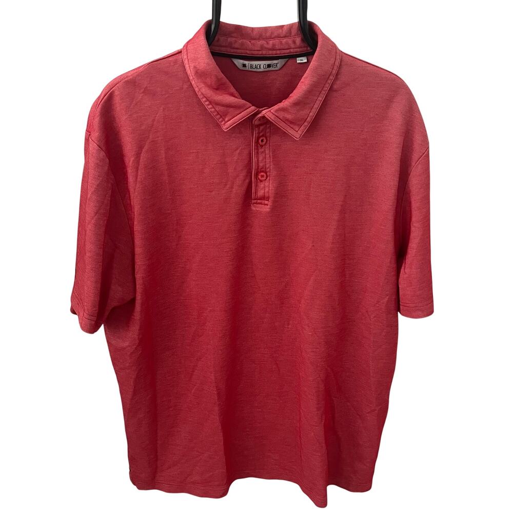 Black Clover Live Lucky Polo Men’s XL Coral Red Performance Golf Shirt